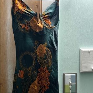 12th Tribe Green and Orange Floral Maxi Dress